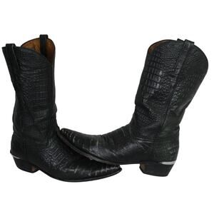 El Presidente Gold Collection Caiman Print Leather Cowboy Boots Mens 14 Black
